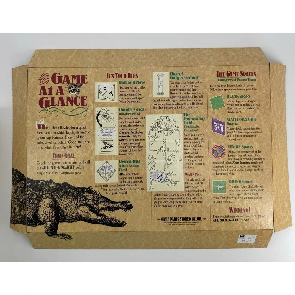 Vintage Jumanji Board Game Milton Bradley 1995 Family Kids Movie Book